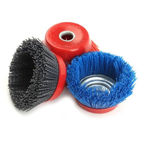 3Pcs 4'' x 5/8'' Nylon Filament Wheels Cup Brush Set for Angle Grinder ,Include Grit 80 120 240 ,Nylon Drill Brush Kit for Removal Rust Corrosion Paint (3Pcs Set) in Kuwait