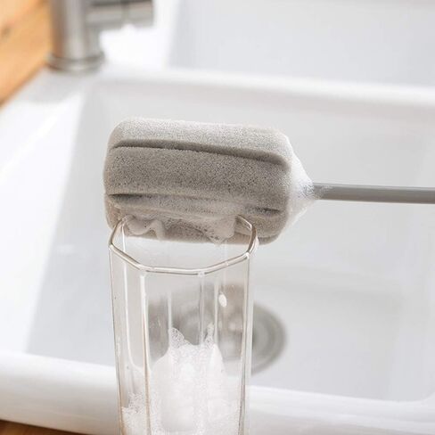 Cup Brush Long Handle PP Kitchen Gadgets Bar Tool Home Mug Sponge Cleaning Tools(Short Handle) in Saudi Arabia