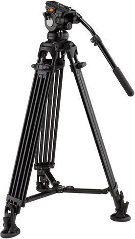 Ikan 2 Stage Aluminum Video Tripod w/ GH05 Fluid Pan/Tilt Head, Maximum Height: 67″, 75mm Bowl, Variable Tilt/Drag, 15.4lb Capacity, Includes Padded Shoulder Bag (EG05A2) - Black in Kuwait