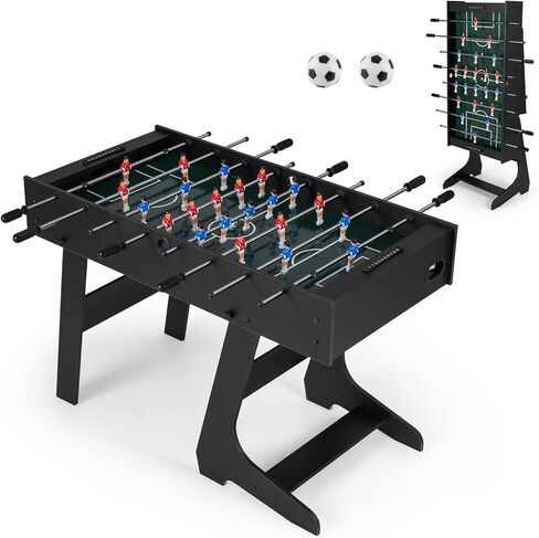 Goplus Folding Foosball Table, 48'' Full Competition Size Freestanding Soccer Game Table with 22 Players, 2 Balls, Space-Saving Foldable Arcade Table for Adults Family Game Night in Saudi Arabia