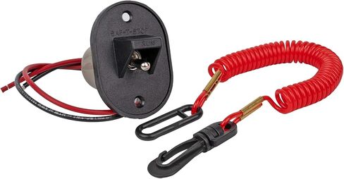 T-H Marine Saf-T-Stop Kill Switch for Boats - Safety Ignition Cut-Off Switch with Coiled Self-Retracting Lanyard - 1.5 in Mount Hole - 2-3/4 x 2 in Housing - Single Inboard - Black Matte in Saudi Arabia