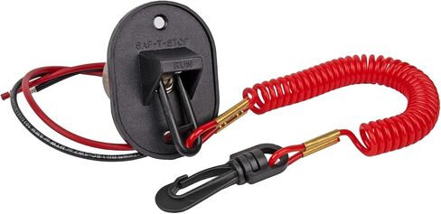 T-H Marine Saf-T-Stop Kill Switch for Boats - Safety Ignition Cut-Off Switch with Coiled Self-Retracting Lanyard - 1.5 in Mount Hole - 2-3/4 x 2 in Housing - Single Inboard - Black Matte in Saudi Arabia