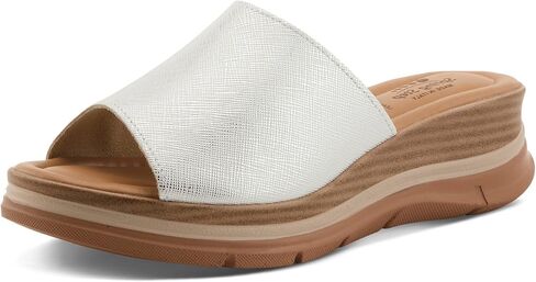 Spring Step Women's JOLINA Slip-On Wedge Sandals - Italian Leather, Stretch Goring, Faux Wood Design in Saudi Arabia
