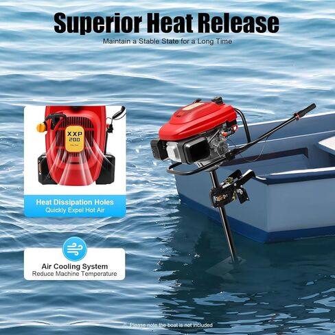 HANGKAI 4 Stroke 6HP Outboard Motor, 200CC Heavy-duty Marine Engine, Equipped with Air-cooling System and CDI Ignition System, Gasoline Fishing Boat Engine in Saudi Arabia