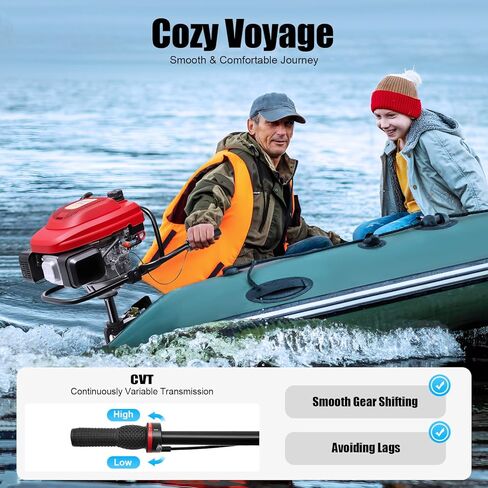 HANGKAI 4 Stroke 6HP Outboard Motor, 200CC Heavy-duty Marine Engine, Equipped with Air-cooling System and CDI Ignition System, Gasoline Fishing Boat Engine in Saudi Arabia