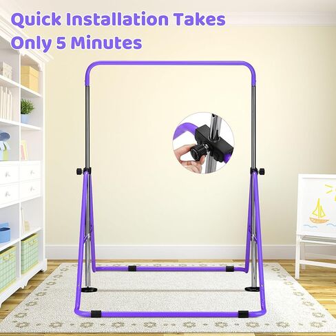 outdoor basic 2-Pack Gymnastics Bar for Kids Adjustable Height Horizontal Bar with Foldable Design Home Training Equipment for Ages 3-15 Years Old in Kuwait