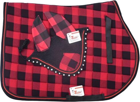 وسادة سرج إنجليزية منقوشة لجميع الأغراض من بوفالو مع غطاء محرك السيارة المطابق - مجموعة وسائد سرج القفز المصنوعة يدويًا in Kuwait