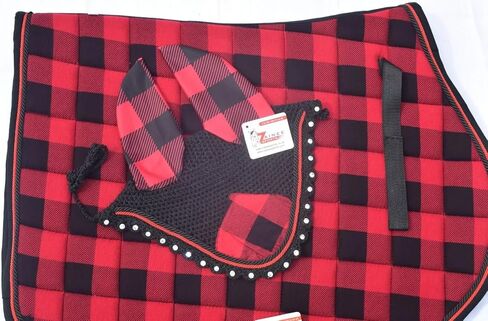 وسادة سرج إنجليزية منقوشة لجميع الأغراض من بوفالو مع غطاء محرك السيارة المطابق - مجموعة وسائد سرج القفز المصنوعة يدويًا in Kuwait