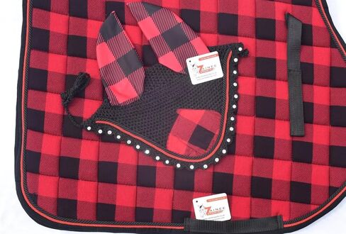 وسادة سرج إنجليزية منقوشة لجميع الأغراض من بوفالو مع غطاء محرك السيارة المطابق - مجموعة وسائد سرج القفز المصنوعة يدويًا in Kuwait