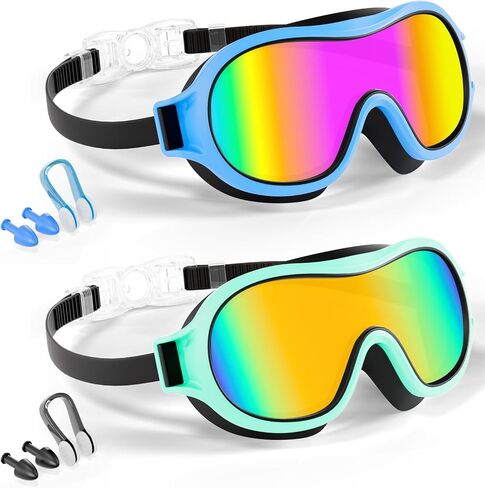 Aegend 2 Pack Swim goggles for Kids 3-15, Anti-Fog Anti-UV Wide Vision Waterproof, No leak Swimming goggles for Boys Girls in Saudi Arabia