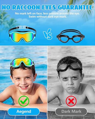 Aegend 2 Pack Swim goggles for Kids 3-15, Anti-Fog Anti-UV Wide Vision Waterproof, No leak Swimming goggles for Boys Girls in Saudi Arabia