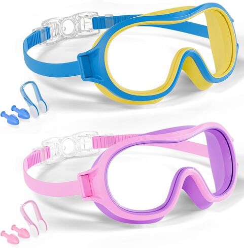 Aegend 2 Pack Swim goggles for Kids 3-15, Anti-Fog Anti-UV Wide Vision Waterproof, No leak Swimming goggles for Boys Girls in Saudi Arabia