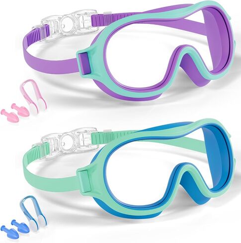 Aegend 2 Pack Swim goggles for Kids 3-15, Anti-Fog Anti-UV Wide Vision Waterproof, No leak Swimming goggles for Boys Girls in Saudi Arabia