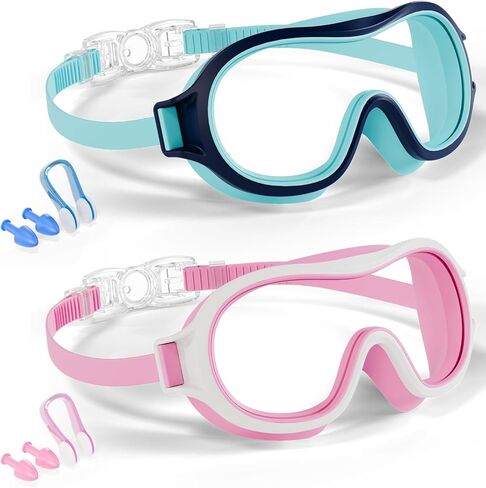 Aegend 2 Pack Swim goggles for Kids 3-15, Anti-Fog Anti-UV Wide Vision Waterproof, No leak Swimming goggles for Boys Girls in Saudi Arabia