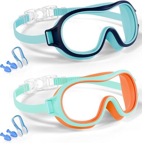Aegend 2 Pack Swim goggles for Kids 3-15, Anti-Fog Anti-UV Wide Vision Waterproof, No leak Swimming goggles for Boys Girls in Saudi Arabia