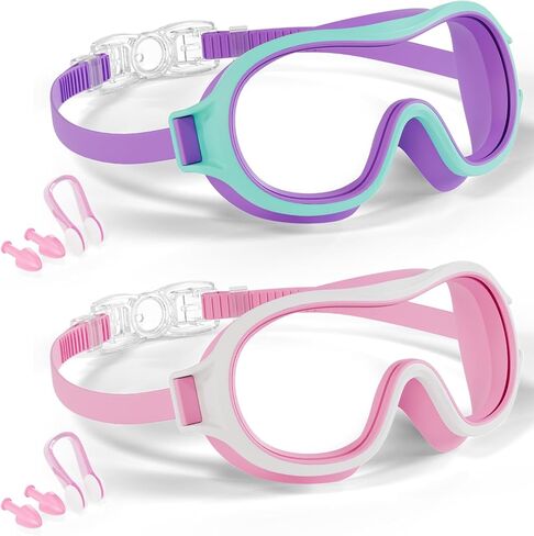 Aegend 2 Pack Swim goggles for Kids 3-15, Anti-Fog Anti-UV Wide Vision Waterproof, No leak Swimming goggles for Boys Girls in Saudi Arabia