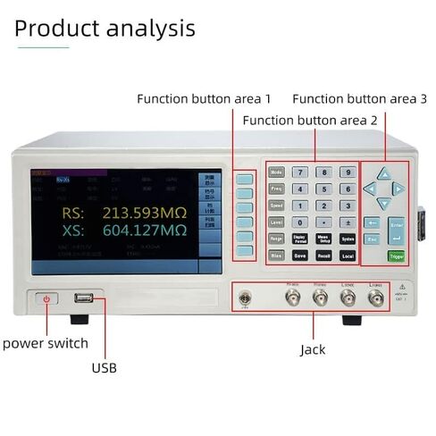 High Frequency 1MHz LCR Tester Meter Inductance Capacitance Resistance Instrument Benchtop LCR Bridge with Lead-Type Kelvin Testing Fixture Internal External Manual Bus Triggered Mode in Saudi Arabia
