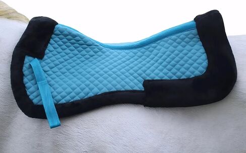 CHALLENGER 23"x22" Horse English Turquoise Quilted Contoured Fleece Lined Half Pad 72130TR in Saudi Arabia