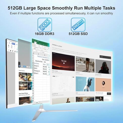 All-in-One Desktop Computer 23.8 Inch FHD Curved Display Celeron N100 (Up to 3.4GHz) All-in-One PC 8GB RAM 512GB SSD Win 11 Pro WiFi 5 Bluetooth 5.1 HDMI Desktop Computer with Wired Keyboard & Mouse in Kuwait