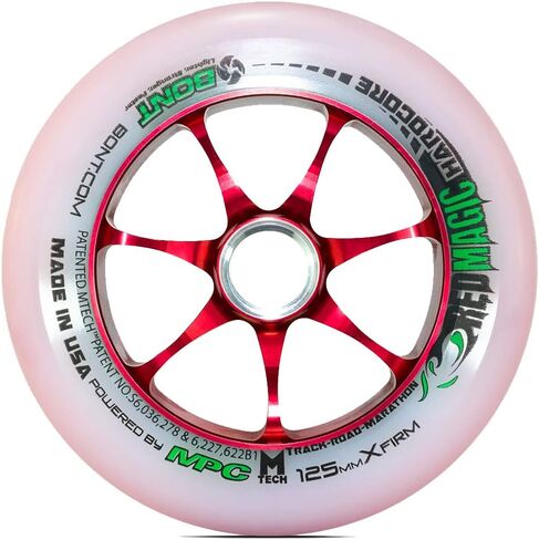 Bont Skates 125mm Red Magic Hardcore 2.0 - Professional Inline Speed Skate Wheel with Aluminium Hub - Set of 6 (X-Firm) in Saudi Arabia