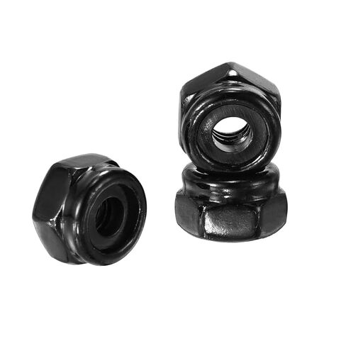 50Pcs Nylon Locking Hex Nuts - [#6-32], 304 Stainless Steel Hardware Nuts, Black, for Automotive, Aerospace, Industrial Applications Use in Kuwait