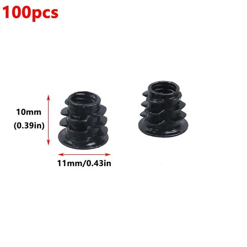 Antrader Threaded Inserts Nuts,M6 Hex Socket Flanged Threaded Wood Inserts Furniture Screw in Nut Inserts Pack of 100,Black in Saudi Arabia