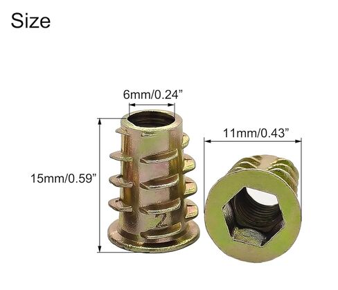 NACX M6 x 15mm Wood Furniture Threaded Insert Nuts, Hex-Flanged Thread Inserts Screw, 80Pcs in Saudi Arabia