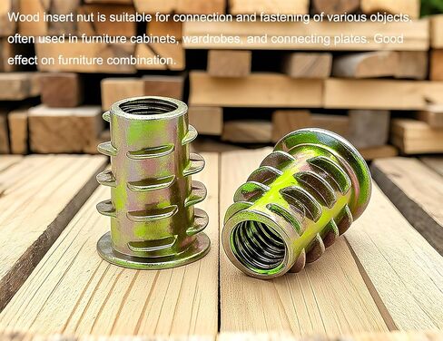 NACX M6 x 15mm Wood Furniture Threaded Insert Nuts, Hex-Flanged Thread Inserts Screw, 80Pcs in Saudi Arabia