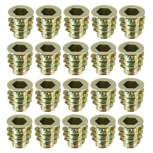 Furniture Threaded Insert Nuts Zinc Alloy M6 Internal Threads 13mm Length 20pcs in Saudi Arabia