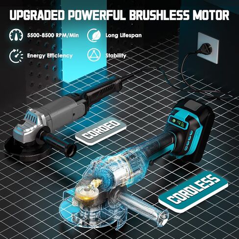 Mtiolhig 8500RPM Variable Speed Angle Grinder for Makita 18v Battery, Brushless Cordless Grinder for Makita Tools with 5/8''-11 Spindle for 4-1/2''/5'' Wheels for Cutting,Grinding(Tool Only) in Kuwait