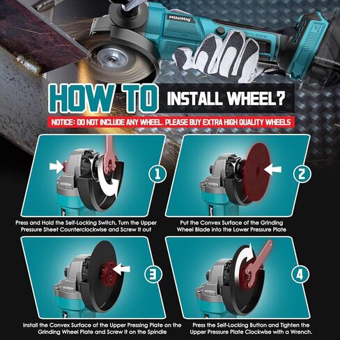 Mtiolhig 8500RPM Variable Speed Angle Grinder for Makita 18v Battery, Brushless Cordless Grinder for Makita Tools with 5/8''-11 Spindle for 4-1/2''/5'' Wheels for Cutting,Grinding(Tool Only) in Kuwait