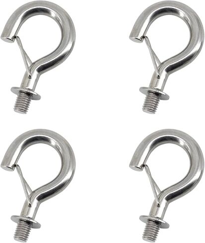 6Pcs M6 304 Stainless Steel Question Mark Hanging Hook Bolt Eye Hook with Spring Buckle Connecting Hook for Ceiling Haning Hammock, Sandbag, Chain, Awning in Kuwait