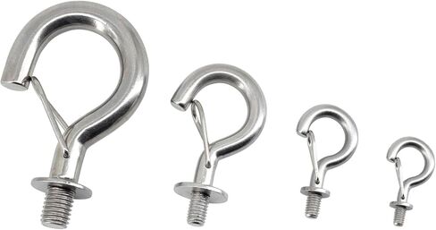 6Pcs M6 304 Stainless Steel Question Mark Hanging Hook Bolt Eye Hook with Spring Buckle Connecting Hook for Ceiling Haning Hammock, Sandbag, Chain, Awning in Saudi Arabia
