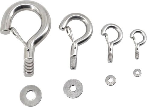 6Pcs M6 304 Stainless Steel Question Mark Hanging Hook Bolt Eye Hook with Spring Buckle Connecting Hook for Ceiling Haning Hammock, Sandbag, Chain, Awning in Saudi Arabia