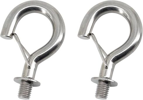 6Pcs M6 304 Stainless Steel Question Mark Hanging Hook Bolt Eye Hook with Spring Buckle Connecting Hook for Ceiling Haning Hammock, Sandbag, Chain, Awning in Saudi Arabia
