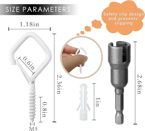 30 قطعة من الخطافات الخارجية لسلسلة الأضواء، وخطافات لولبية لتعليق النباتات، وخطافات السقف مع مشبك أمان، وشماعة مربعة لأجراس الرياح، ومغذية الطيور، والفوانيس، وزينة عيد الميلاد (أبيض) in Kuwait