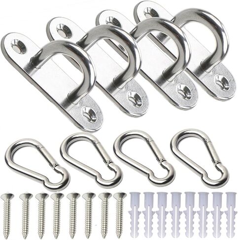 8PCS 3.2 Inch Heavy Duty Eye Hooks 304 Stainless Steel Pad Eye Hooks with 16PCS Screws and 16PCS Plastic Expansion Tube in Saudi Arabia