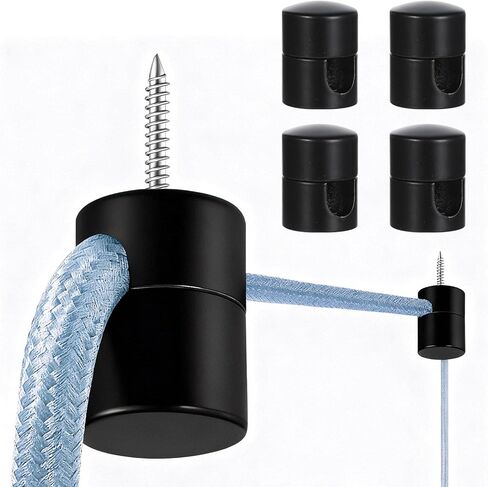 4 Pcs Ceiling Hooks for Hanging Lights Black Light Hanging Hooks Metal Swag Hook for Pendant Light Hook DIY Lamp Hang Electric Wire Cable Cord Chandelier Fixture Hardware Wall Office Nightstand in Saudi Arabia