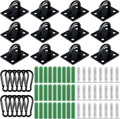 Shimeyao 12 Sets Stainless Steel Ceiling Hooks Heavy Duty Pad Eye Snap Hooks and Screw Eye Plate U Screw Hook Hardware Staple for Hammock Stand Hammocks Swing Chair Indoor Outdoor in Saudi Arabia