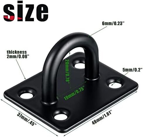 Shimeyao 12 Sets Stainless Steel Ceiling Hooks Heavy Duty Pad Eye Snap Hooks and Screw Eye Plate U Screw Hook Hardware Staple for Hammock Stand Hammocks Swing Chair Indoor Outdoor in Saudi Arabia