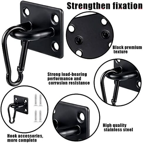Shimeyao 12 Sets Stainless Steel Ceiling Hooks Heavy Duty Pad Eye Snap Hooks and Screw Eye Plate U Screw Hook Hardware Staple for Hammock Stand Hammocks Swing Chair Indoor Outdoor in Saudi Arabia