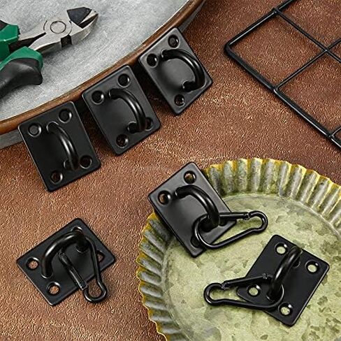 Shimeyao 12 Sets Stainless Steel Ceiling Hooks Heavy Duty Pad Eye Snap Hooks and Screw Eye Plate U Screw Hook Hardware Staple for Hammock Stand Hammocks Swing Chair Indoor Outdoor in Saudi Arabia