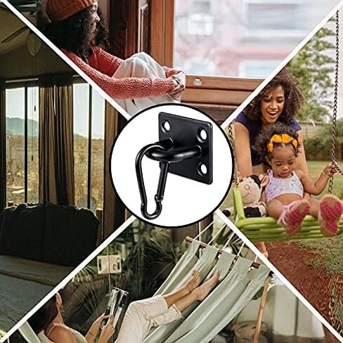Shimeyao 12 Sets Stainless Steel Ceiling Hooks Heavy Duty Pad Eye Snap Hooks and Screw Eye Plate U Screw Hook Hardware Staple for Hammock Stand Hammocks Swing Chair Indoor Outdoor in Saudi Arabia