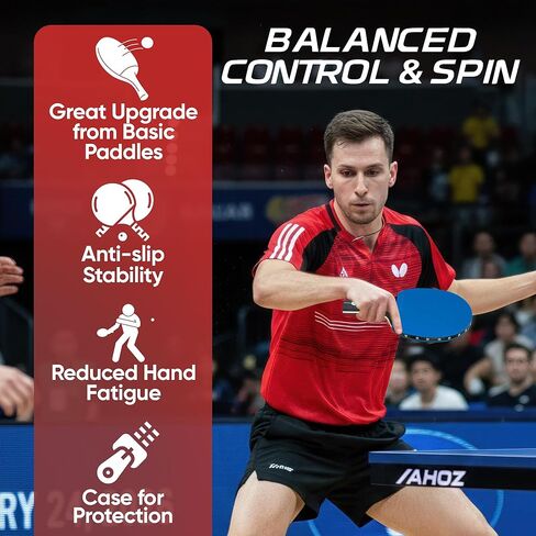 Flow Table Tennis Set – 2 Performance Ping Pong Paddles with 2 Balls-Balanced Control, Spin & Speed-Multi-Ply Wood Blades-Indoor & Outdoor Play -Recreational to Intermediate Players in Saudi Arabia