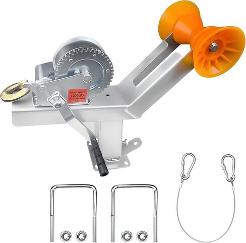 حامل ونش مقطورة قارب 1200 رطل مع عمود تثبيت مجلفن قابل للتعديل وبكرة - يناسب لسان المقطورة 3 بوصة عرض × 4 بوصة ارتفاع، ويتضمن طقم ونش السقاطة in Kuwait