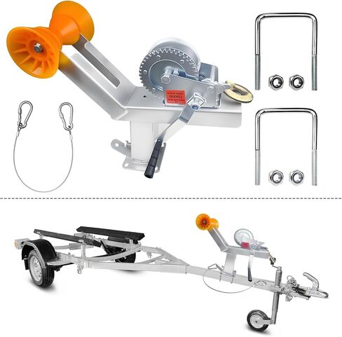 حامل ونش مقطورة قارب 1200 رطل مع عمود تثبيت مجلفن قابل للتعديل وبكرة - يناسب لسان المقطورة 3 بوصة عرض × 4 بوصة ارتفاع، ويتضمن طقم ونش السقاطة in Kuwait