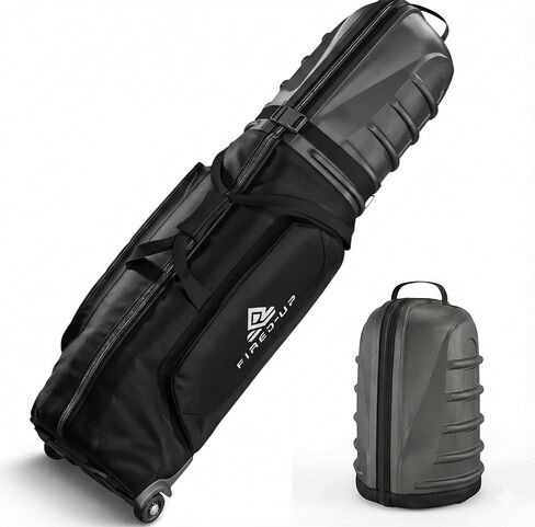 Golf Travel Bag for Airlines with Wheels - 1680D Heavy Duty Case with Storage & Ergonomic Handle - Foldable Golf Club Bag for Air Travel in Kuwait