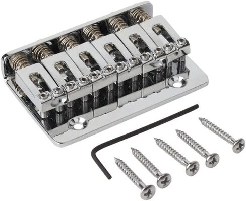 6 أوتار 65 مم معدنية ثابتة على شكل سرج على شكل جسر تحميل علوي قطعة جيتار لملحقات الجيتار الكهربائي، كروم وأسود (أسود) in Kuwait