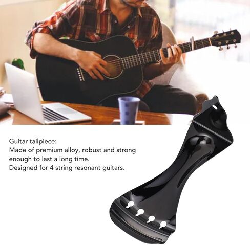 Gavigain Guitar Bent Tailpiece Metal Guitar Tailpiece for 4 Strings for All Wooden or Steel Resonator Guitars Black, 4.59 X 1.55 X 2.07in in Saudi Arabia