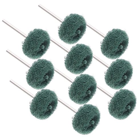 10pcs Non-Woven Abrasive Buffing Polishing Wheel Set for Drill, Double-Layer Green Scrubber Pads, Power Tool Attachment Kit for Electronic Equipment Cleaning in Saudi Arabia